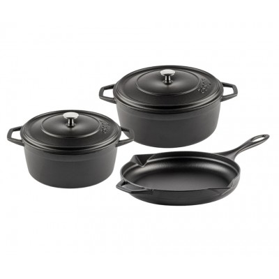 Set od lijevanog željeza od 3 dijela Hosse, Black Onyx - Set od lijevanog željeza