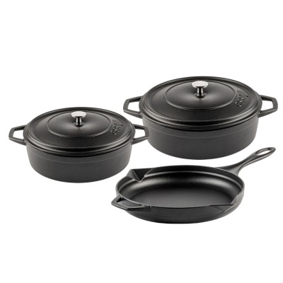 Set od 3 dijela od lijevanog željeza Hosse, Black Onyx - Set od lijevanog željeza