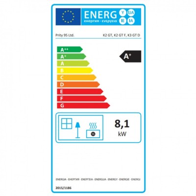 Peć na drva Prity K3 GT D Crna, 8.1 kW - Peći na drva Prity