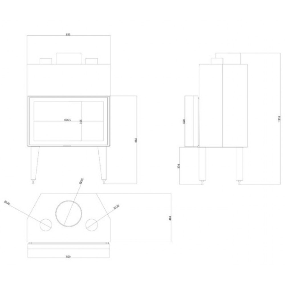 Ugradbeni kamin Balkan Energy ATS STABLE AIR 800, s zračnim kanalima, 15.95kW | Ugradbeni kamini | Kamini |