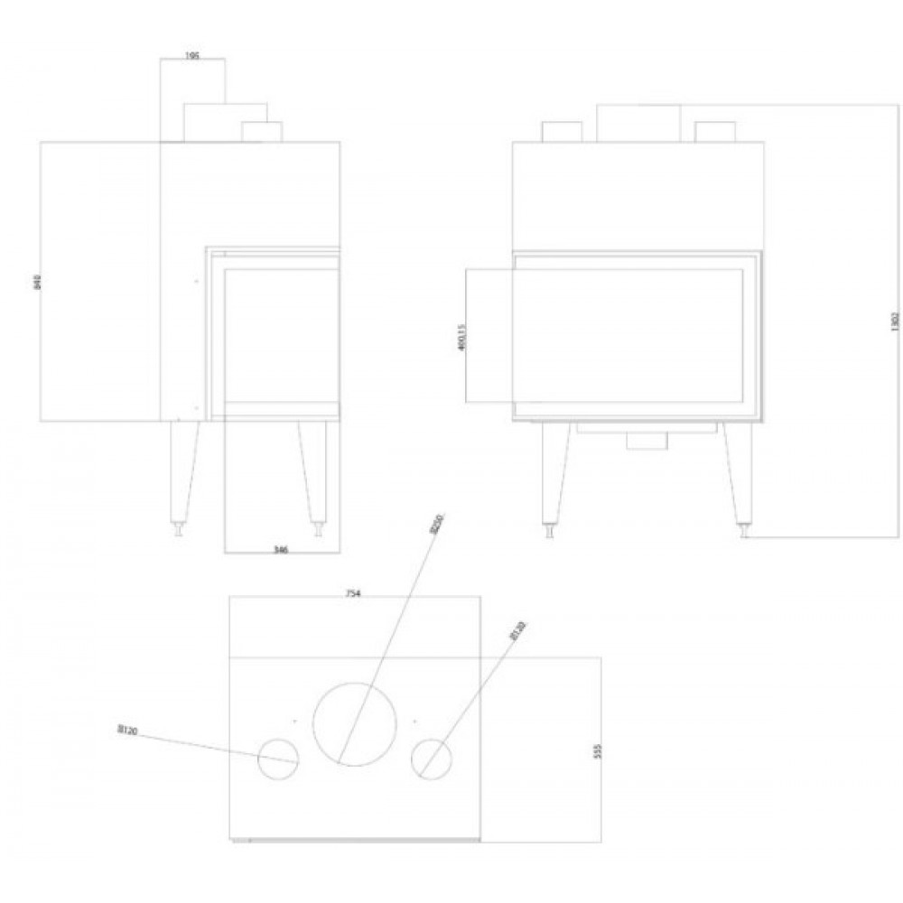 Ugradbeni kamin Balkan Energy ATS STABLE AIR CORNER 700, s zračnim kanalima, lijevo, 14.01kW | Moderni kamini | Kamini |
