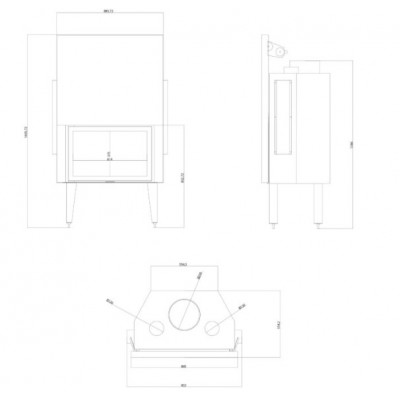 Ugradbeni kamin Balkan Energy ATS STRAIGHT AIR 800, s zračnim kanalima, 15.95kW - Usporedba artikala