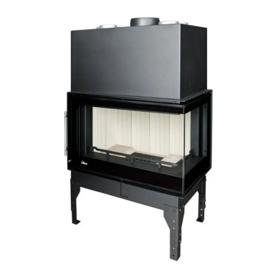 Ugradbeni kamin UNIFLAM 760 EVO PBS s zračnim kanalima i dovodom zraka, savijeno staklo, desna strana, 10 kW - Kamini