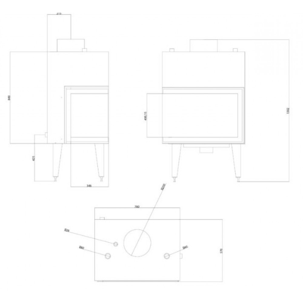 Ugradbeni kamin na drva za centralno grijanje Balkan Energy ATS STABLE HYDRO CORNER 700, pravo, 19.56kW | Ugradbeni kamini na drva za centralno grijanje | Kamini |