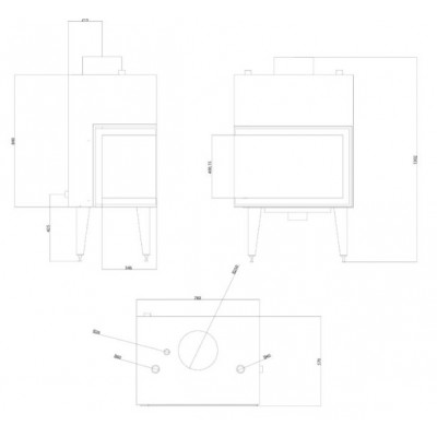 Ugradbeni kamin na drva za centralno grijanje Velmora Fire ATS STABLE HYDRO CORNER 700, lijevo, 19.56kW - Ugradbeni kamini na drva za centralno grijanje