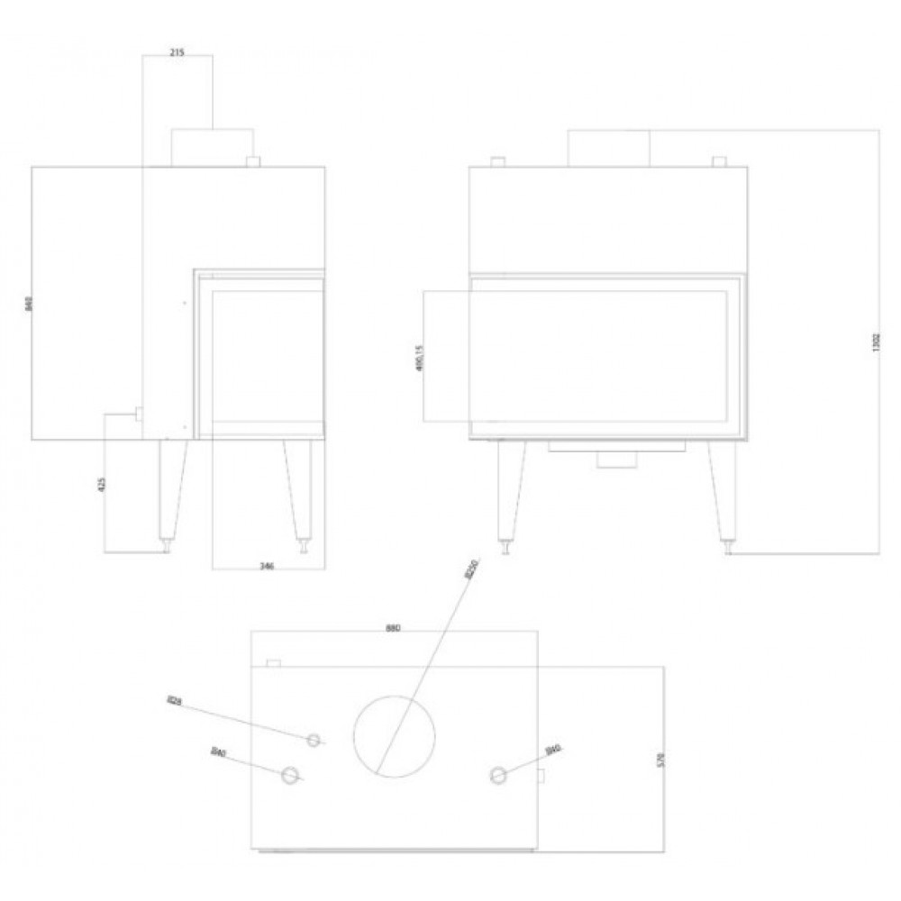 Ugradbeni kamin na drva za centralno grijanje Balkan Energy ATS STABLE HYDRO CORNER 800, pravo, 24.58kW | Ugradbeni kamini na drva za centralno grijanje | Kamini |