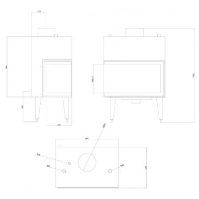 Ugradbeni kamin na drva za centralno grijanje Velmora Fire ATS STABLE HYDRO CORNER 800, lijevo, 24.58kW - Ugradbeni kamini na drva za centralno grijanje