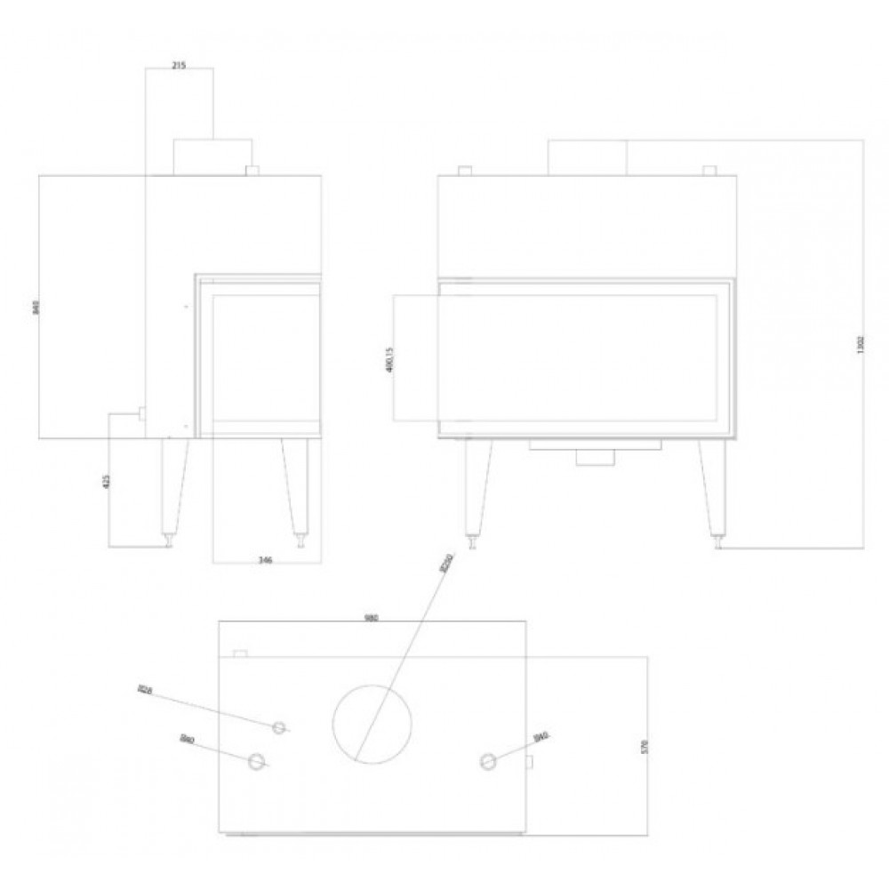 Ugradbeni kamin na drva za centralno grijanje Balkan Energy ATS STABLE HYDRO CORNER 900, pravo, 27.23kW | Ugradbeni kamini na drva za centralno grijanje | Kamini |