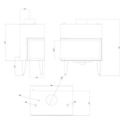 Ugradbeni kamin na drva za centralno grijanje Velmora Fire ATS STABLE HYDRO CORNER 900, lijevo, 27.23kW - Ugradbeni kamini na drva za centralno grijanje