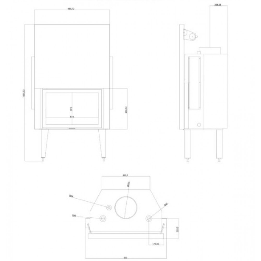 Ugradbeni kamin na drva za centralno grijanje Balkan Energy ATS STRAIGHT HYDRO 800, 29.58kW | Ugradbeni kamini na drva za centralno grijanje | Kamini |