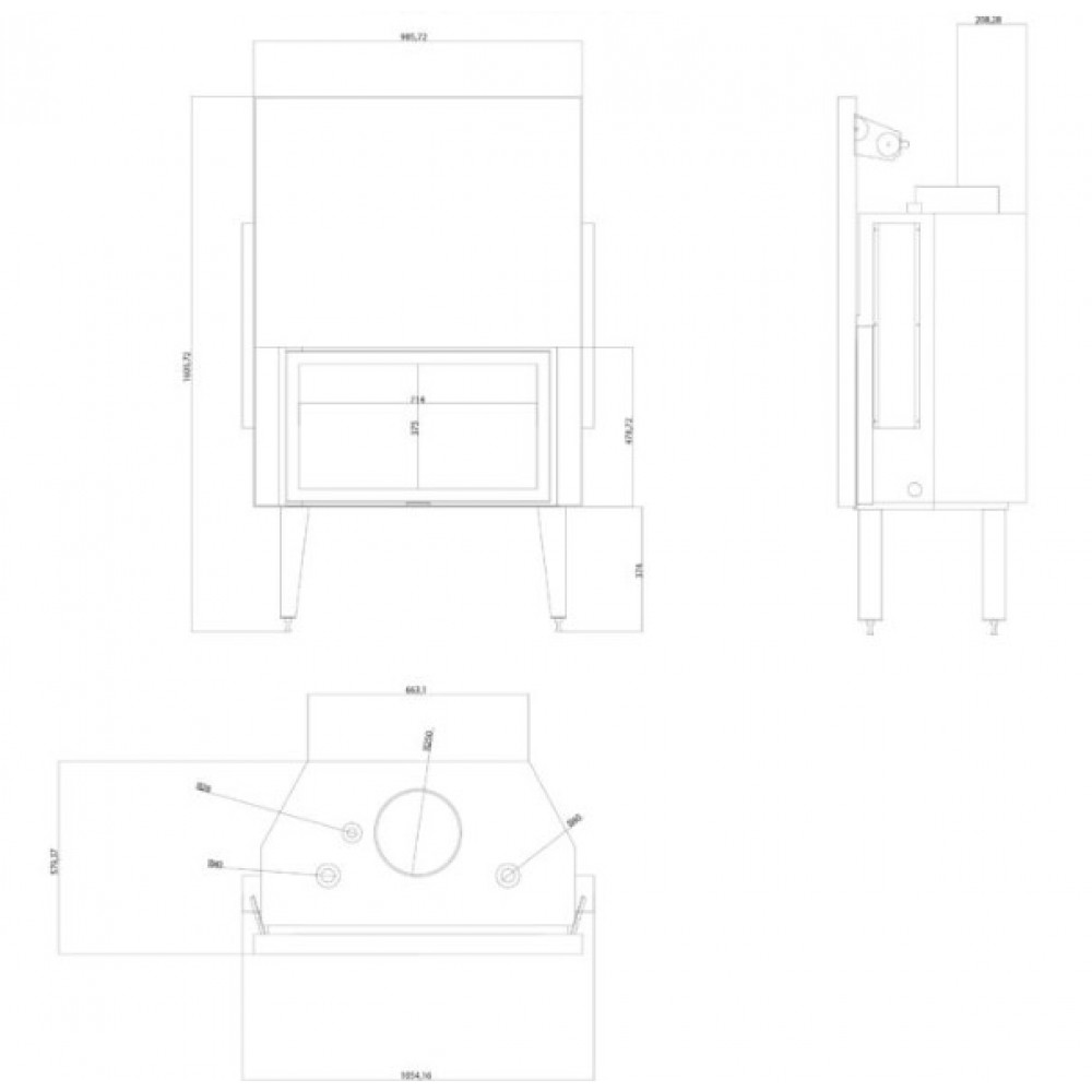 Ugradbeni kamin na drva za centralno grijanje Balkan Energy ATS STRAIGHT HYDRO 900, 32.2kW | Ugradbeni kamini na drva za centralno grijanje | Kamini |