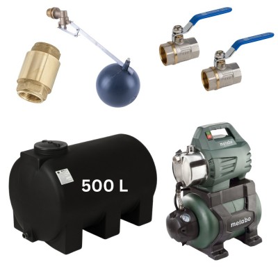 Set „Pitka voda 500L“ #2 sa spremnikom za vodu Mavil (crna, horizontalna) i hidrofornom pumpom Metabo - Usporedba artikala