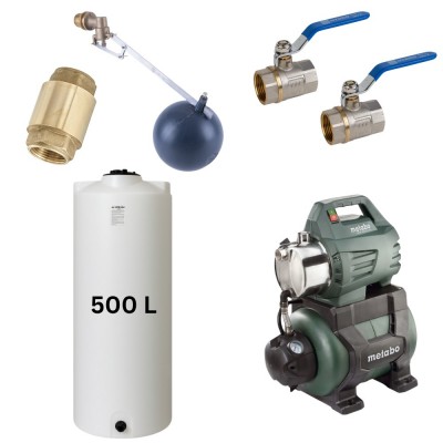 Set „Pitka voda 500L“ sa spremnikom za vodu Mavil (bijeli, cilindrični) i hidrofornom pumpom Metabo - Usporedba artikala