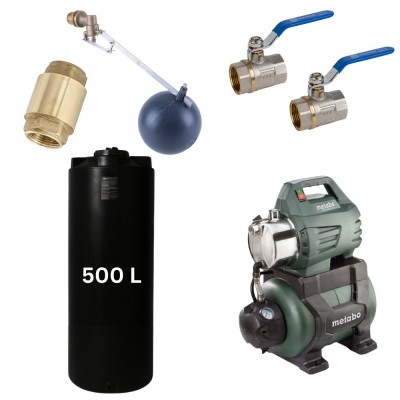 Set „Pitka voda 500L“ #2 sa spremnikom za vodu Mavil (crna, vodoravna) i hidrofornom pumpom Metabo - Usporedba artikala