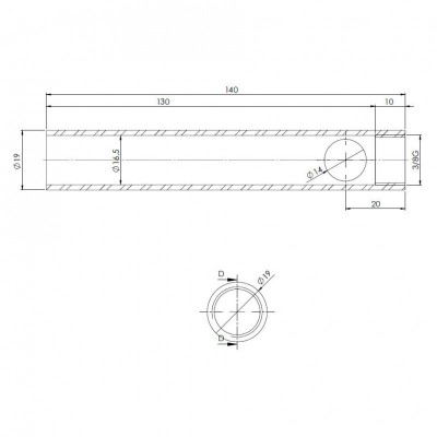 Cijev za upaljač peći na pelete, promjer 19 mm, duljina 140 mm, navoj 3/8" - Rezervni dijelovi za peći na pelet