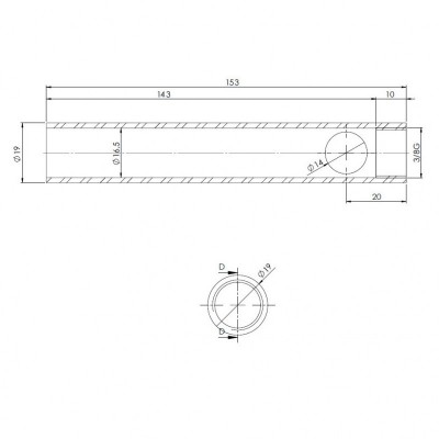 Cijev za upaljač peći na pelete, promjer 19 mm, duljina 153 mm, navoj 3/8" - Rezervni dijelovi za peći na pelet