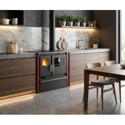 Štednjak na drva Verso CS Plus s čeličnom pećnicom i čeličnom pločom, Crvena, Desno, 7.7kW - Peći na drva