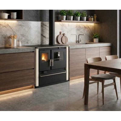 Štednjak na drva Verso CS Plus s čeličnom pećnicom i čeličnom pločom, Bjelokost, Desno, 7.7kW - Peći na drva