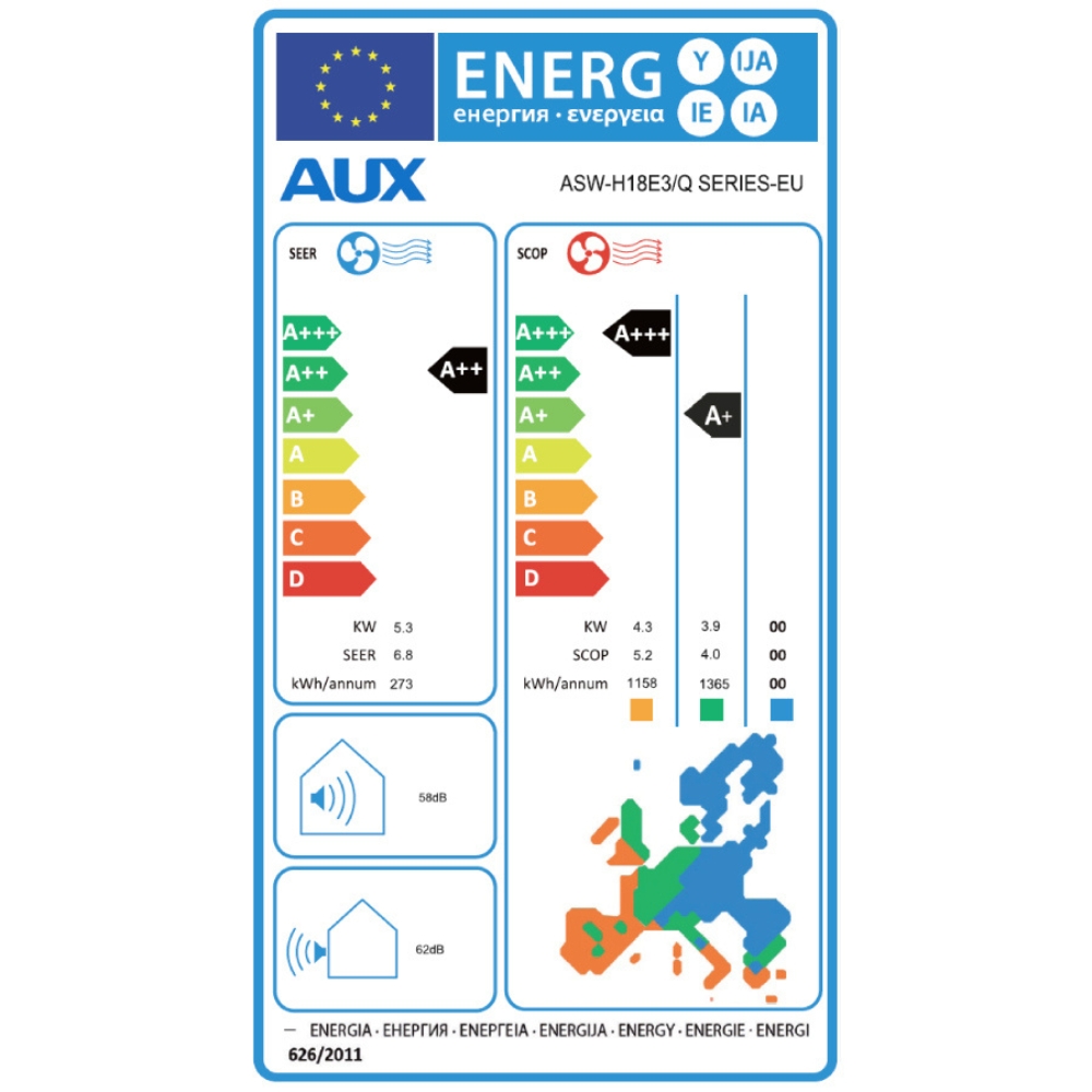 Inverter klima uređaj s WiFi AUX Q-PLUS, 18000 BTU |  |  |