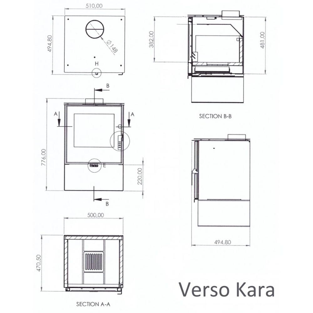 Peć na drva Verso Kara, 7.5kW | Peći na drva |  |