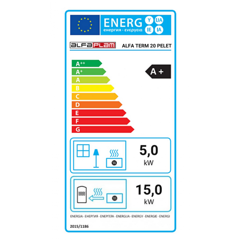 Štednjak na pelete za centralno grijanje Alfa Plam Alfa Term 20 Pellet, Antracit, 20 kW | Štednjaci na pelete | Peleti |