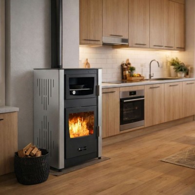 Peć na drva za centralno grijanje i za kuhanje Velmora Fire ATS HYDRO ΜΑSΙΝΑ 90-25 siva, 25kW - Peći na drva za kuhanje i grijanje