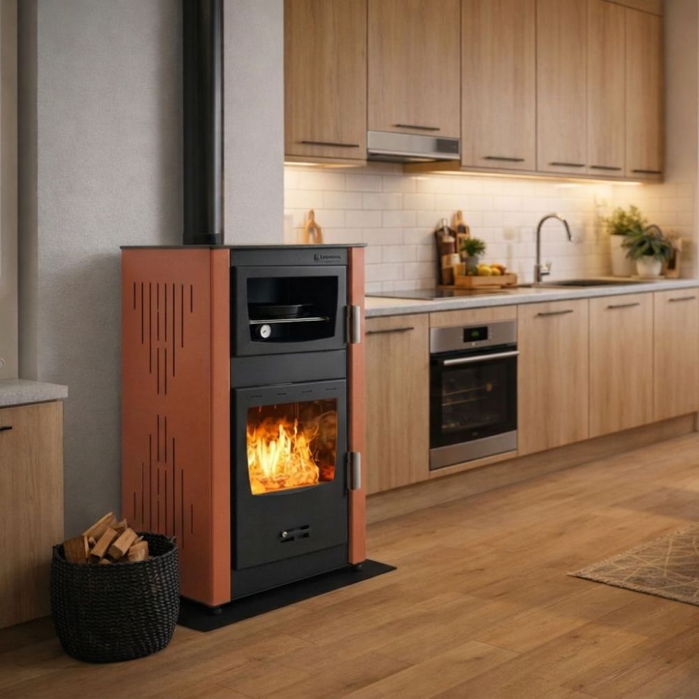 Peć na drva za centralno grijanje i za kuhanje Velmora Fire ATS HYDRO ΜΑSΙΝΑ 90-25 terakota, 25kW | Peći na drva za centralno grijanje | Peći na drva |