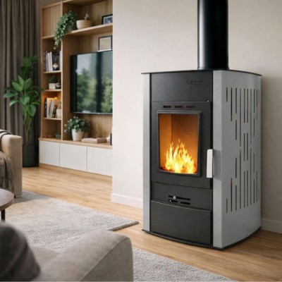 Peć na drva za centralno grijanje Velmora Fire ATS HYDRO siva, 25kW - Peći na drva za centralno grijanje