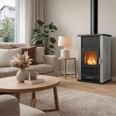 Peć na drva za centralno grijanje Velmora Fire ATS HYDRO siva, 33kW - Peći na drva za centralno grijanje