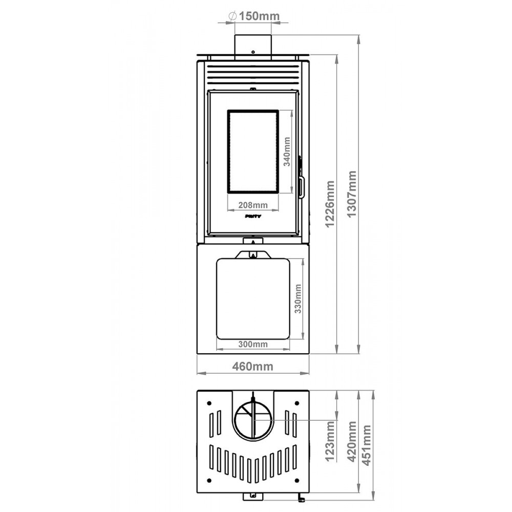 Peć na drva Prity PMV3 Е, 10.8kW | Peći na drva Prity | Prity |