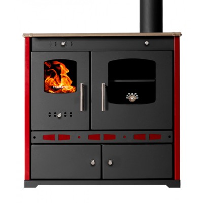 Štednjak na drva Prometey Perfect Eco Lux s desnim dimnjakom, bordo, 7.5kW - Štednjaci na drva