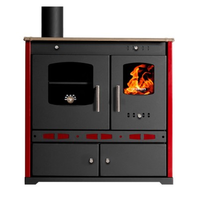 Štednjak na drva Prometey Perfect Eco Lux s lijevim dimnjakom, bordo, 7.5kW - Štednjaci na drva