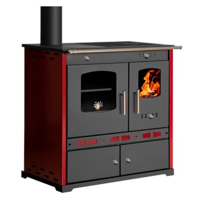 Štednjak na drva Prometey Perfect Eco Lux s lijevim dimnjakom, bordo, 7.5kW - Štednjaci na drva