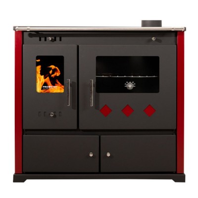 Štednjak na drva Prometey Perfect Practik Lux s desnim dimnjakom, bordo, 9.5kW - Peći na drva