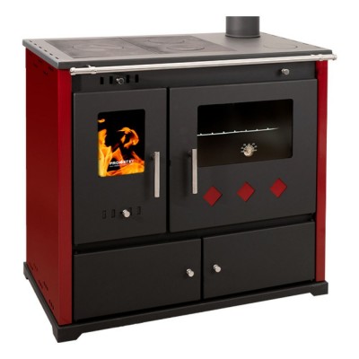 Štednjak na drva Prometey Perfect Practik Lux s desnim dimnjakom, bordo, 9.5kW - Peći na drva