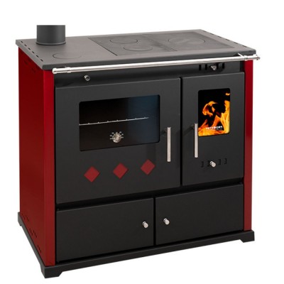 Štednjak na drva Prometey Perfect Practik Lux s lijevim dimnjakom, bordo, 9.5kW - Peći na drva