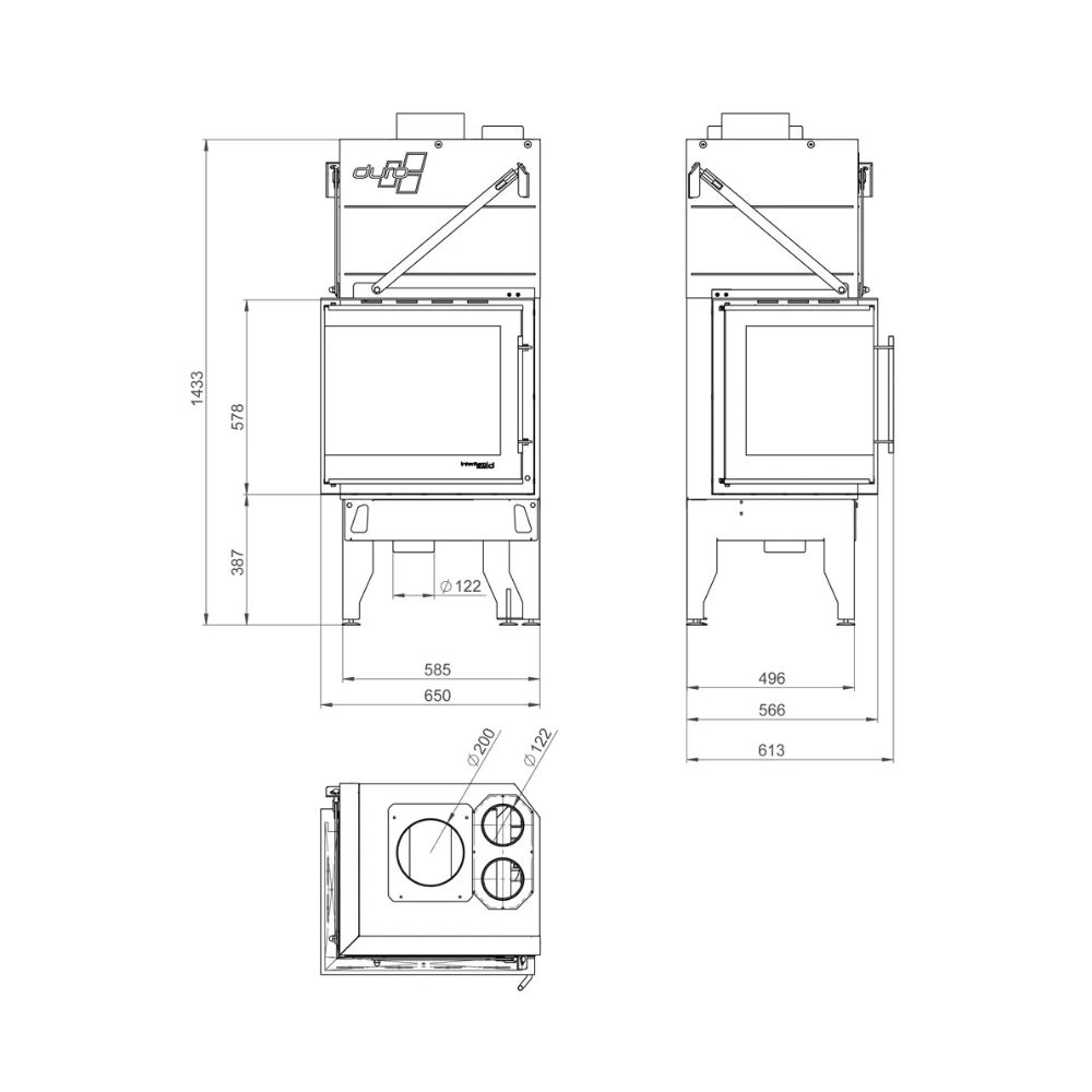 Ugradbeni kamin UNIFLAM 660 DURO s zračnim kanalima i dovodom zraka, lijeva strana, 10 kW | Moderni kamini | Kamini |