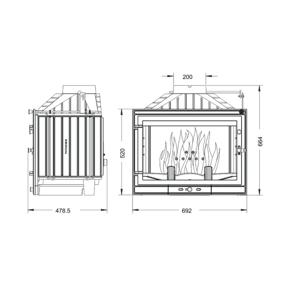 Ugradbeni kamin UNIFLAM 700 STANDARD ECO s regulatorom i dovodom zraka, 10 kW | Moderni kamini | Kamini |