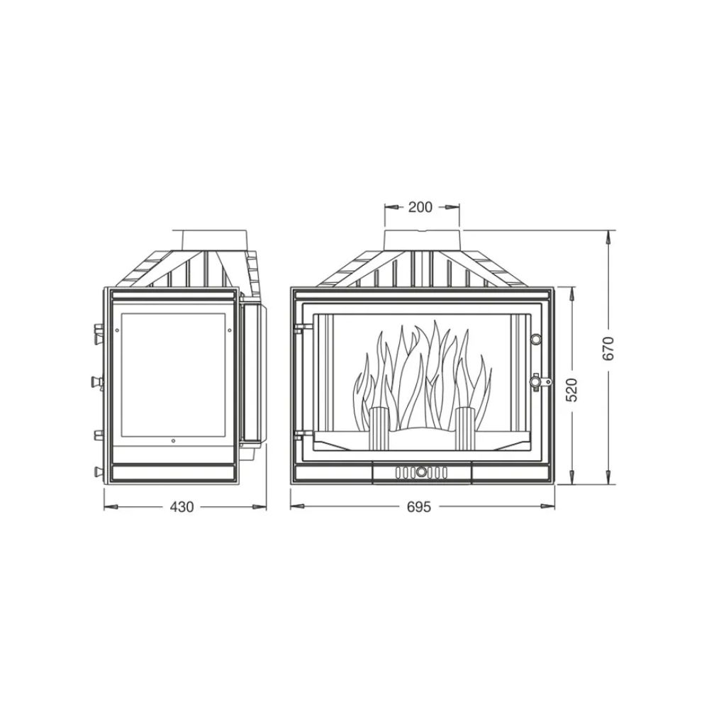 Ugradbeni kamin UNIFLAM 700 STANDARD s regulatorom, lijeva strana, 14 kW | Moderni kamini | Kamini |