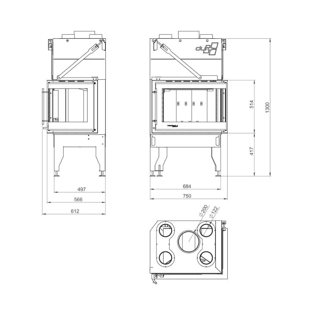 Ugradbeni kamin UNIFLAM 760 DURO s zračnim kanalima i dovodom zraka, lijeva strana, 10,8 kW | Moderni kamini | Kamini |