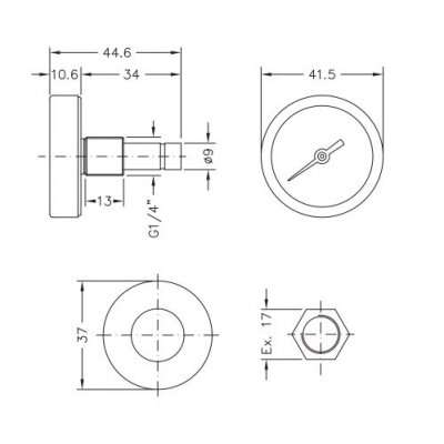 Bimetallic pyrometer Cewal, Rear stem DN40 - Usporedba artikala