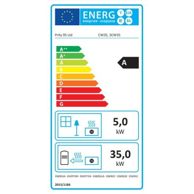 Ugradbeni kamin na drva za centralno grijanje Prity 3C W35, 40kw - Prity