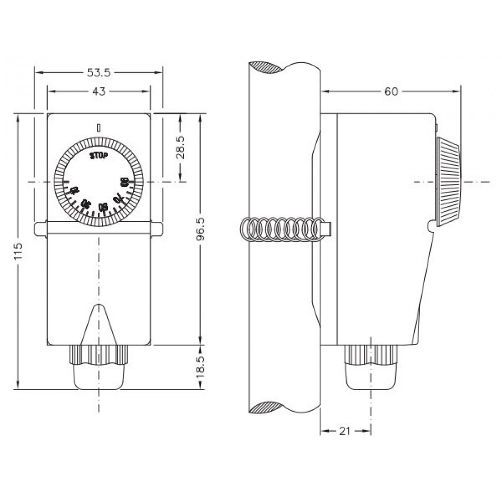 Elektromehanički kontaktni termostat Cewal, Plastično kućište | Thermostats | Control Devices |