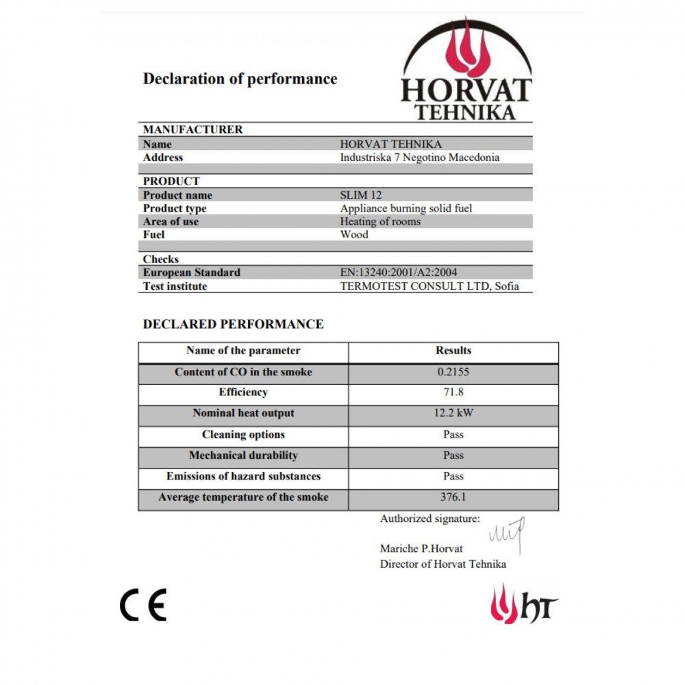 Peć na drva Horvat Slim 12, 12.2 kW | Zračne peći na drva | Peći na drva |
