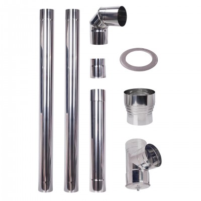 Set dimnjaka za peć na pelete, nehrđajući čelik AISI 304, 100-130 mm - Dimnjak za pec na pelete