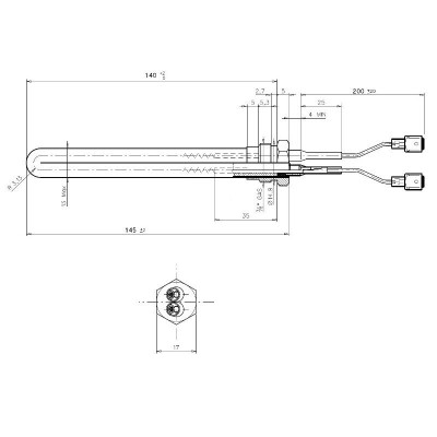 Upaljač za peć na pelet Palladio i dr. ukupna dužina 145mm, 250W - Upaljači za peć na pelet