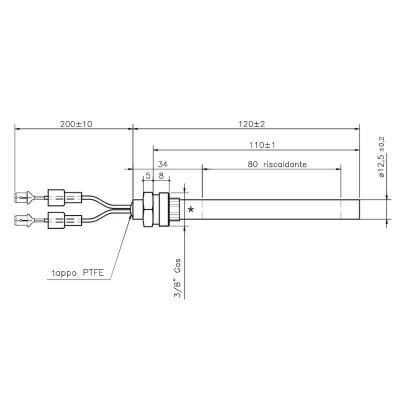Upaljač za peć na pelet Girolami ukupne dužine 120mm, 235W - Upaljači za peć na pelet