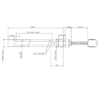 Upaljač / Grijač za plamenik na pelete Ferroli i dr. ukupna dužina 190mm, 350W - Upaljači / Grijači za plamenike na pelet