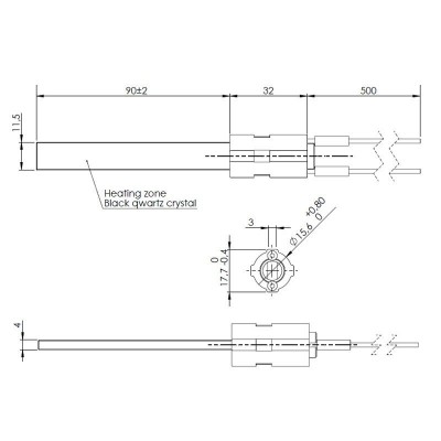 Upaljač za peć na pelet s crnim kvarcnim kristalom za Eco Spar, BURNiT, Palazzetti, Ravelli, MCZ i drugi, ukupna dužina 122mm, 300W - Upaljači za peć na pelet