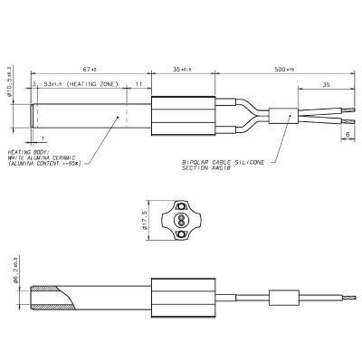 Keramički upaljač za peć na pelet Eco Spar, BURNiT, Ashley, Adler, AMG, Piazzetta i drugi, ukupne dužine 102mm, 250W - Usporedba artikala